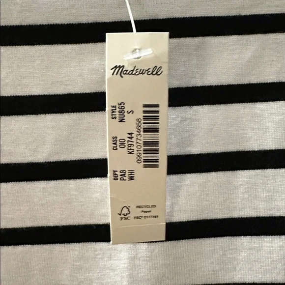 Madewell Everyday Boxy Crop Tee in White Black Stripe - Picture 9 of 9